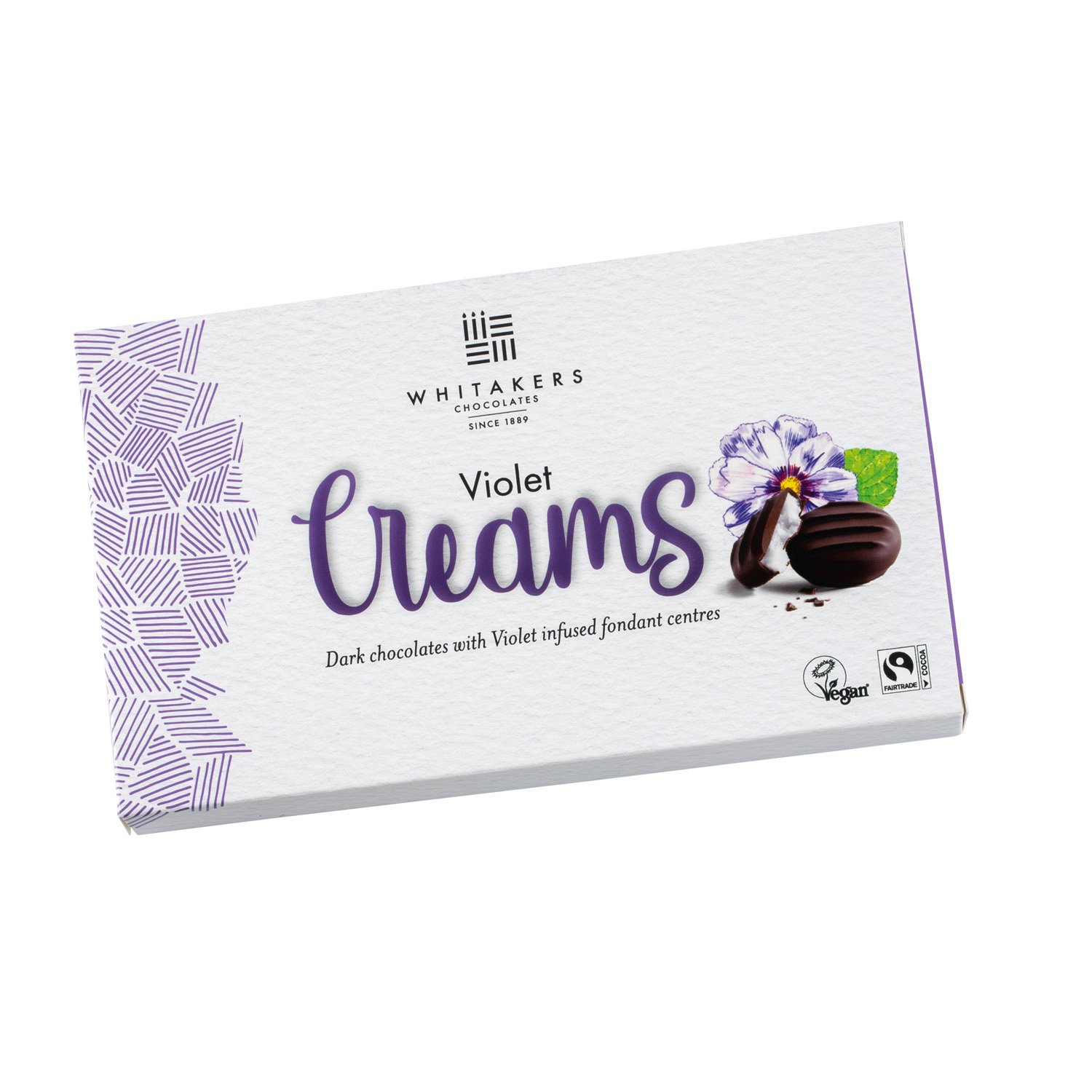Whitakers dark choc violet fondant creams in carton - 14x150g
