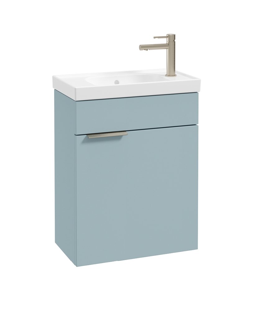 STOCKHOLM FLOORSTANDING 50CM CLOAKROOM VANITY UNIT MATT MORNING SKY BLUE - BRUSHED NICKEL HANDLE