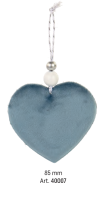 BLUE VELVET HEART WITH STRING 85MM 72 PACK