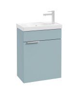 STOCKHOLM 50CM WALL HUNG CLOAKROOM MORNING SKY BLUE MATT VANITY UNIT - BRUSHED CHROME HANDLES