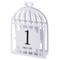 Table Numbers 1-15 Laser Bird Cage White - 110 x 170 x 40mm