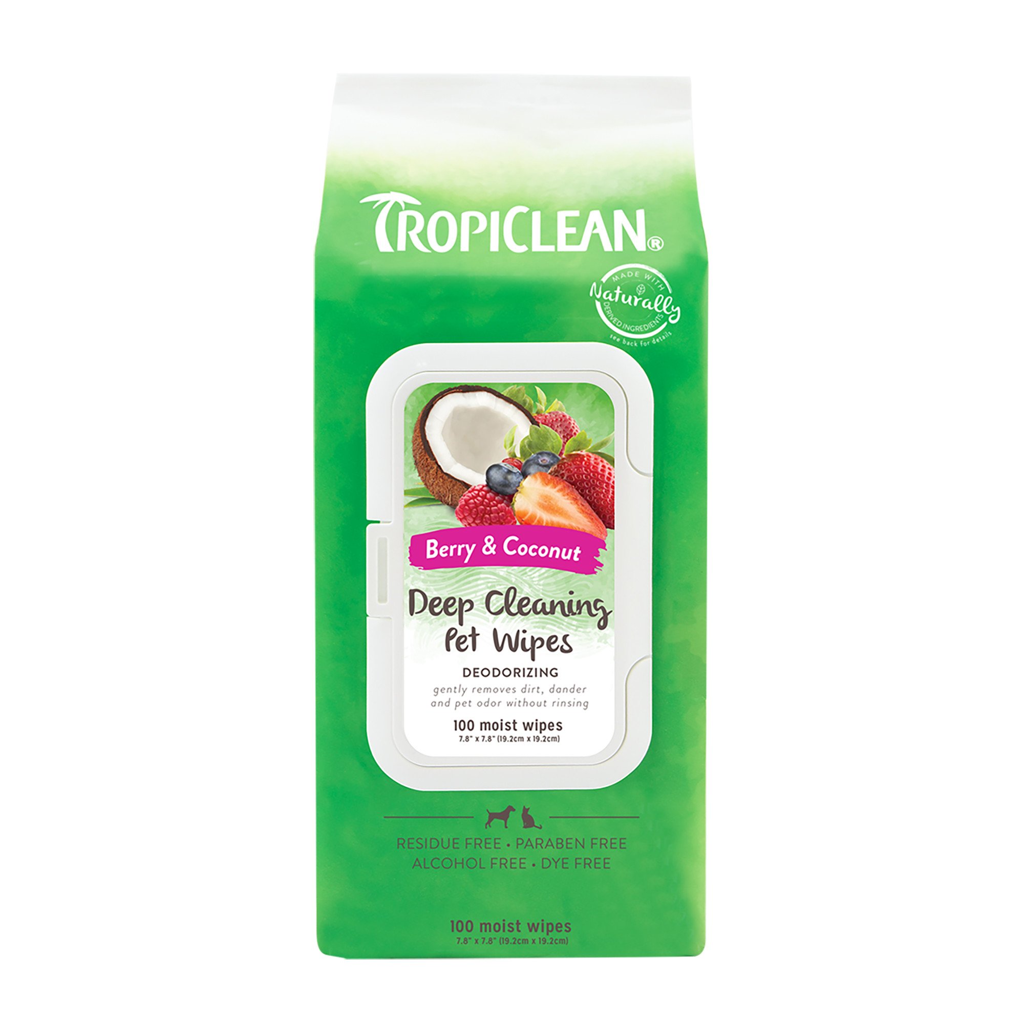 TropiClean Berry & Coconut Deep Cleaning Wipes 100-Wipe Pk x 1