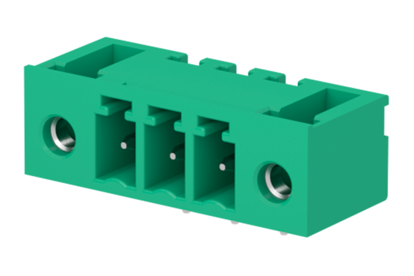 3.5mm Male Pluggable Terminal Block Right Angle Locking Screw Flanges