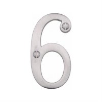 C1560-6-SC - Heritage Brass Numeral 6 Face Fix 76mm (3") Satin Chrome Finish