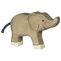 Holztiger Elephant, small, trunk raised