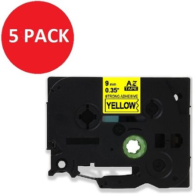 Compatible Brother TZE621 Black on Yellow 9mm x 8m Pack of 5