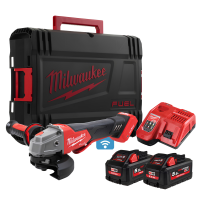 Milwaukee M18 FUEL&trade; ONE-KEY&trade; 115mm Braking Angle Grinder with Paddle Switch, includes Batteries, Charger and Box