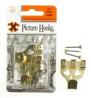12844 6 CARDS NO.4 BRASS PICTURE HOOKS