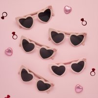 Pink Team Bride Heart Glasses  - Pack of 5