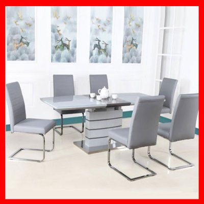 Chantelle 140-180 Extending Dining Set (6 Chairs)