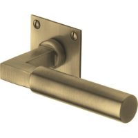 BAU1926-AT - Heritage Brass Door Handle Lever Latch on Square Rose Bauhaus Design Antique Brass Finish