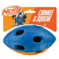 Nerf Dog TPR Bash Squeak and Crunch Football 6in Blue/Orange 1x2