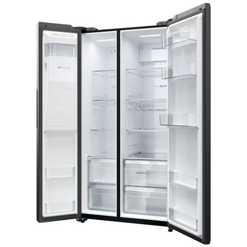 Haier American Style Plumbed Side by Side Fridge Freezer - Slate Black | HSW59F18EIPT