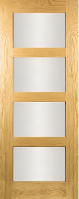 Oak Columbus Clear Glass 4 Panel