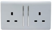 TRENDI 2 GANG 13 AMP SWITCHED SOCKET SILVER