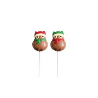 Decorated solid milk chocolate Christmas owl lollies display - 24 x 30g