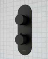 ALITA KNURLED DUAL CONTROL  3 OUTLET SHOWER VALVE MATT BLACK