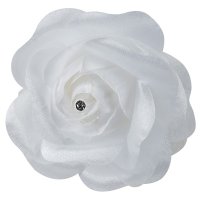 Large Fabric Rose With Diamante White - Dia 7cm