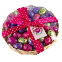 Gift basket of assorted choc mini eggs filled with praline - 4x400g