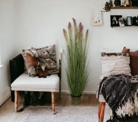 5ft High Grain Grass in Metal Pot Pink Beige