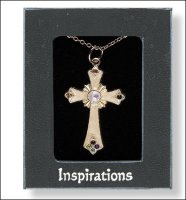 Necklet/Pearl Cross - Crystal   (6508/CRY)