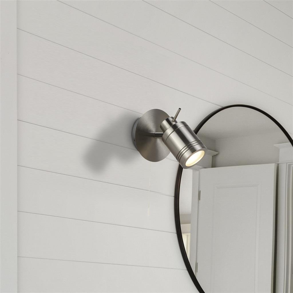 Searchlight Samson Satin Silver Spotlight IP44