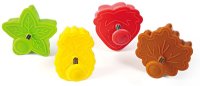 mini cookie cutter, nature themed four different designs, green leaf, yellow pineapple, red strawberry, brown mapel leaf
