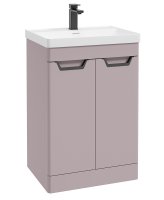 FREYA 60CM 2 DOOR FLOORSTANDING VANITY UNIT MATT CASHMERE PINK-MATT BLACK HANDLE