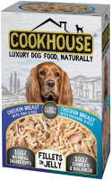 COOKHOUSE Luxury Dog Pouch Fillets in Jelly Chicken & Tuna / Chicken & Mackerel 100g 6pk x 6