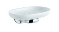 WHITE/CHROME TRADITIONAL SOAP DISH