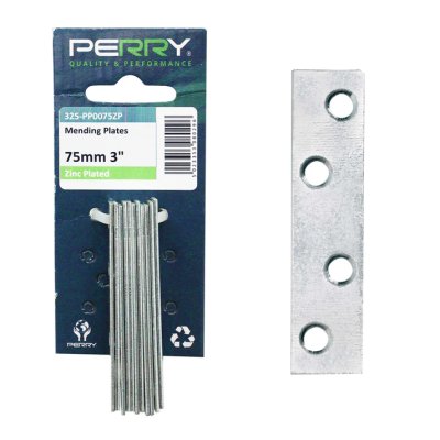Perry 75mm No.325/PP Pack of 10 Mending Plates c/w Screws BZP-E/Galvanised