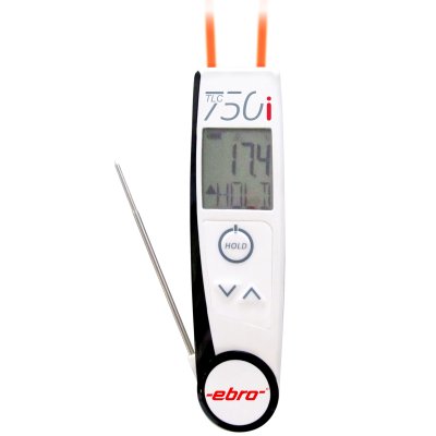 IRTLC 750i infrared and probe thermometer with foldable penetration probe and backlit display