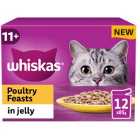 Whiskas Cat Pouch 11+ Poultry Feasts Jelly 85g 12pk x 4