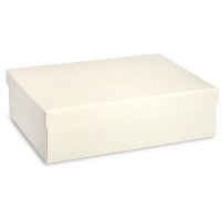 Ivory Silk Rectangle Box With Lid 380 x 260 x 110mm - Pack of 1