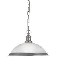 SEARCHLIGHT BISTRO SINGLE CEILING PENDANT LIGHT (SATIN SILVER, GLASS, 1591SS)
