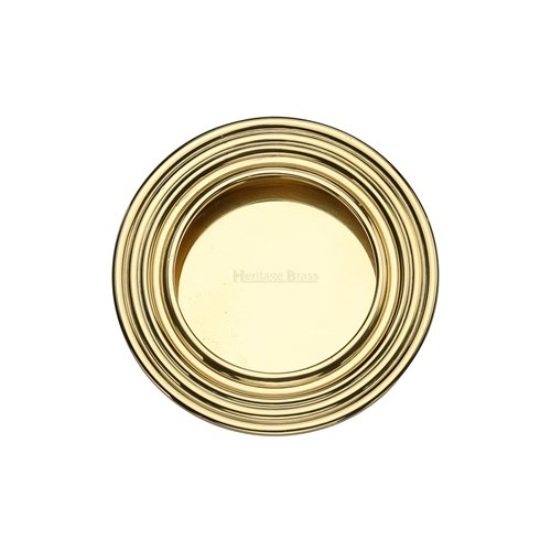 ROUND REEDED FLUSH PULL PB