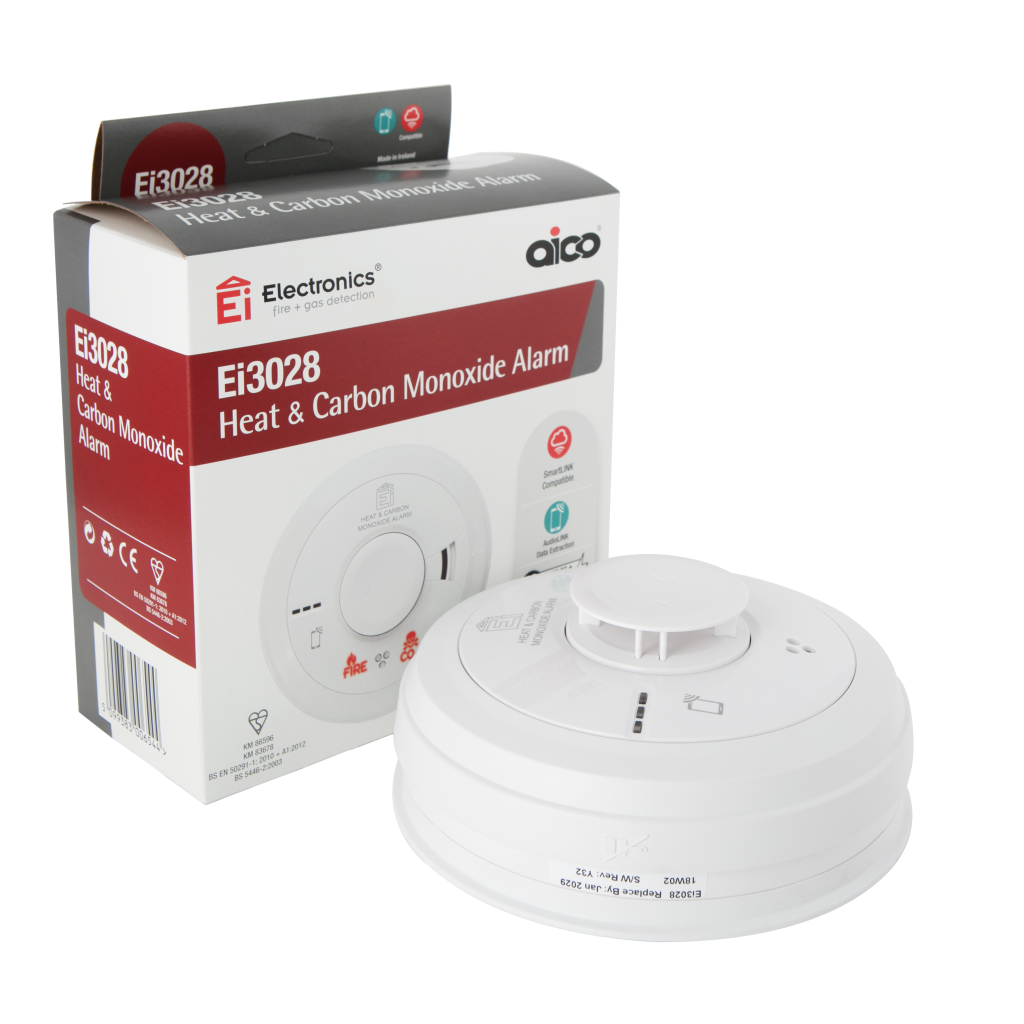EI3028 Mains Heat/Carbon Detector With 10 Year Lithium Battery Backup