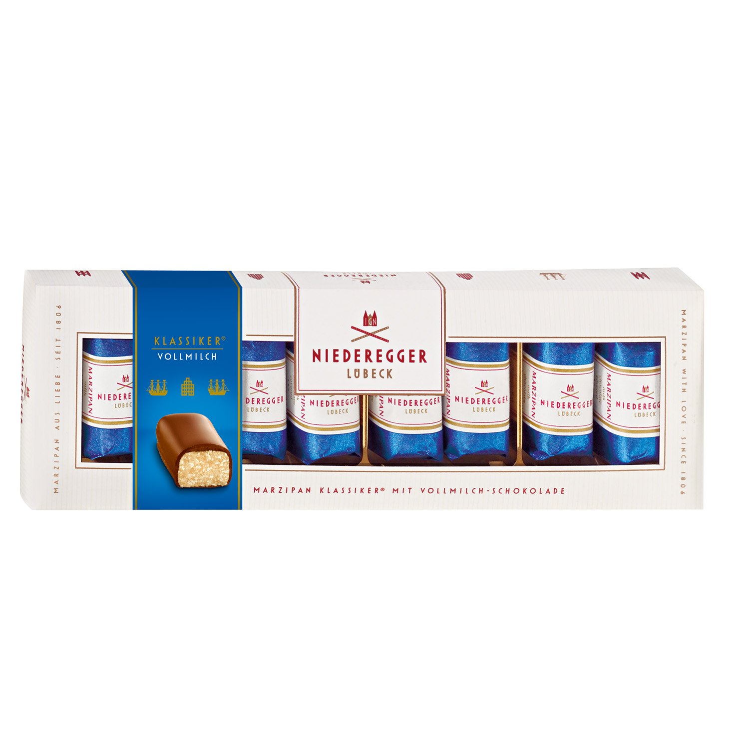 Milk chocolate covered marzipan mini loaves in gift box - 10x100g