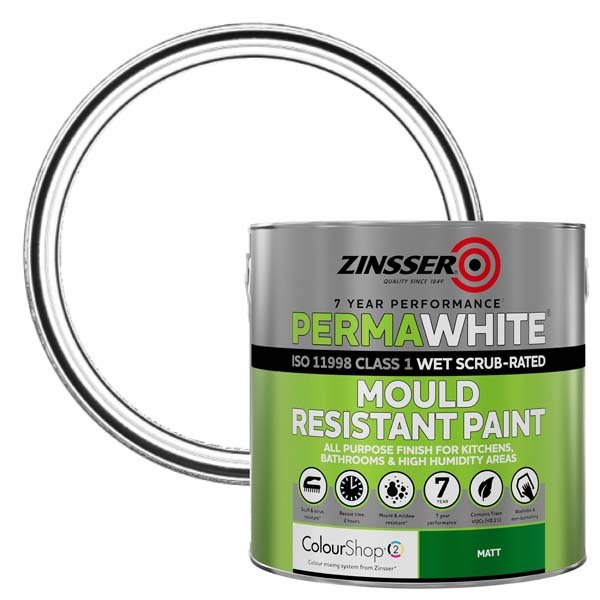 Zinsser Perma White Matt 2.5L Can & Swatch