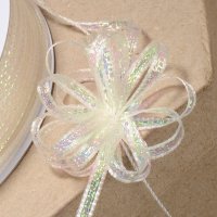 Lurex Pull Bow Ribbon Bottle Ivory/Iridescent - 3mm x 25m