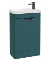 FREYA 55CM 1 DOOR CLOAKROOM FLOORSTANDING VANITY UNIT MATT OCEAN BLUE-MATT BLACK HANDLE