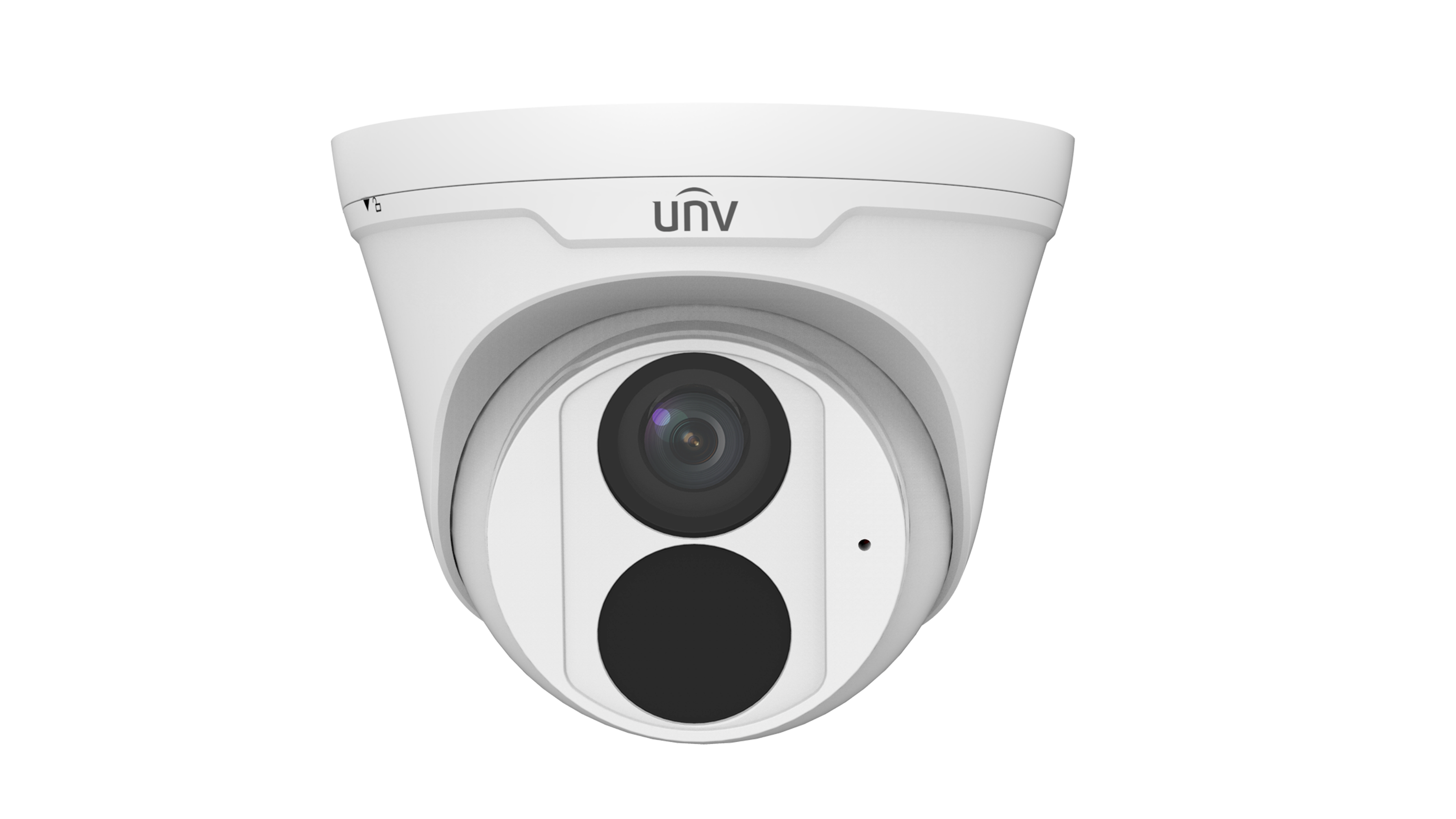 Side profile of UC-IPC3615LE-ADF28K-H turret camera with built-in mic and IR LEDs, IC PLUS