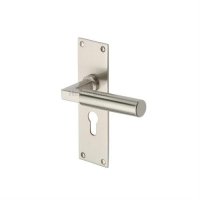 BAU7348-SN - Heritage Brass Door Handle for Euro Profile Plate Bauhaus Design Satin Nickel Finish
