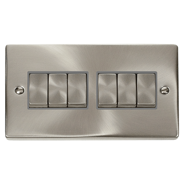 Click Deco 6G 2W Switch Satin Chrome Grey Insert VPSC416GY