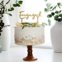 Gold 'Engaged' Acrylic Cake Topper