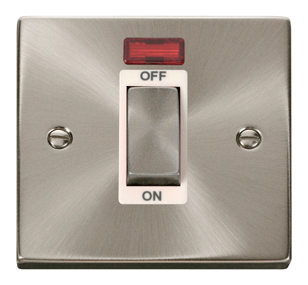 Click Deco 1G 45A Switch + Neon Satin Chrome White Insert VPSC501WH