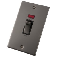 Black Nickel 2 Gang 45A Cooker Switch & Neon
