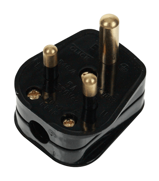 5A Round Pin Black Plugtop PA176