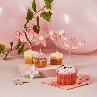 Flower & Butterfly Food Picks - Pack of 12