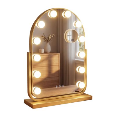 Hollywood Bulb Arch Vanity Mirror &ndash; Gold  
